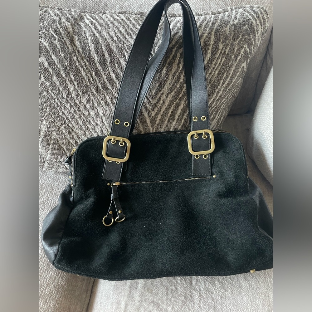 Danier Tri-Pocket Suede Leather Shoulder Bag